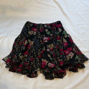 Lauren Ralph Lauren Black Floral Skater Skirt